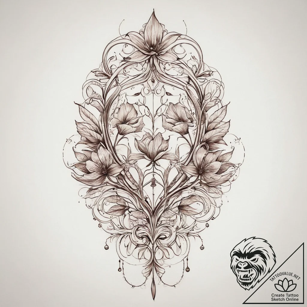 Tattoo sketch a symbolic plant, tattoo line a... - tattoo sketch (№1760181496_0, 11.10.2025 11:18) — tattoovalue.net