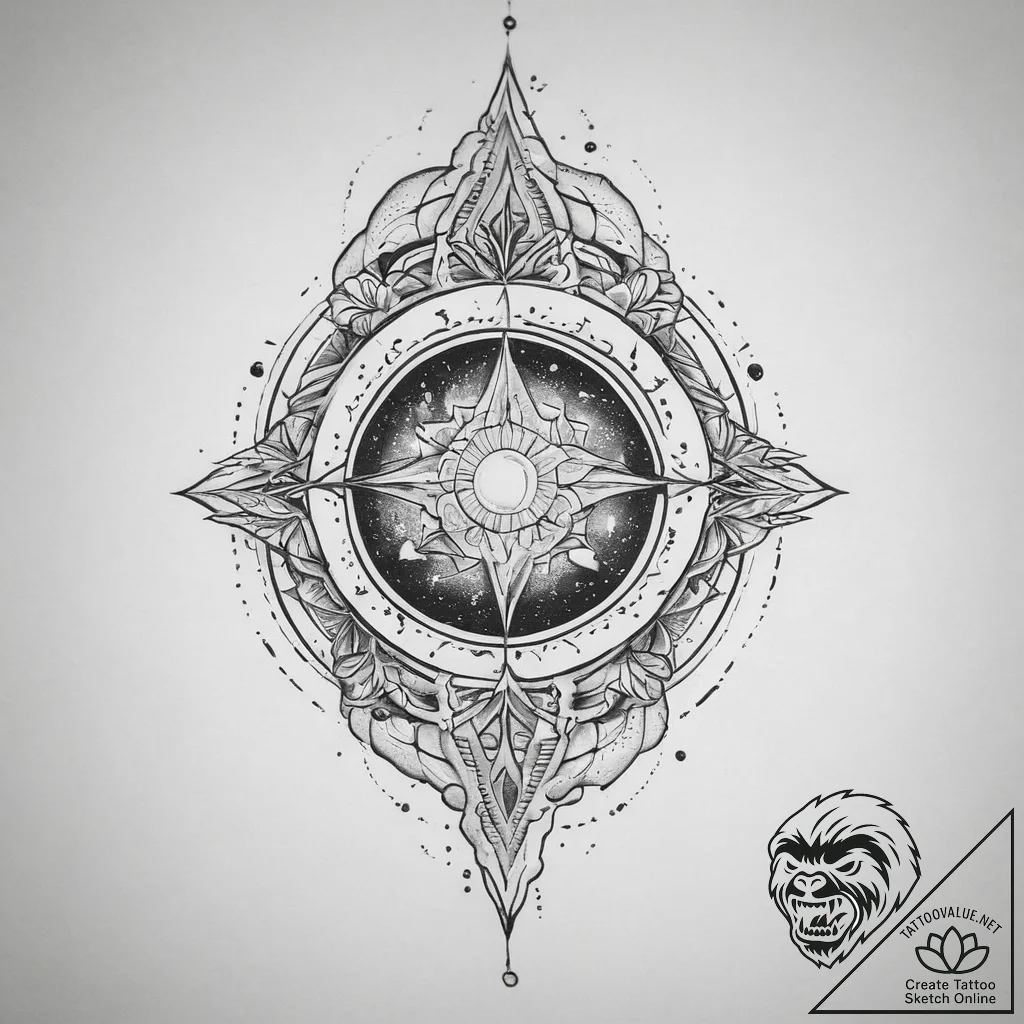 Tattoo sketch cosmic identity, tattoo line ar... - tattoo sketch (№1760181721_0, 11.10.2025 11:22) — tattoovalue.net