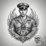 Tattoo sketch soldier with a lock, concept ar… – tattoo sketch (№1760182370_0, 11.10.2025 11:32) — tattoovalue.net