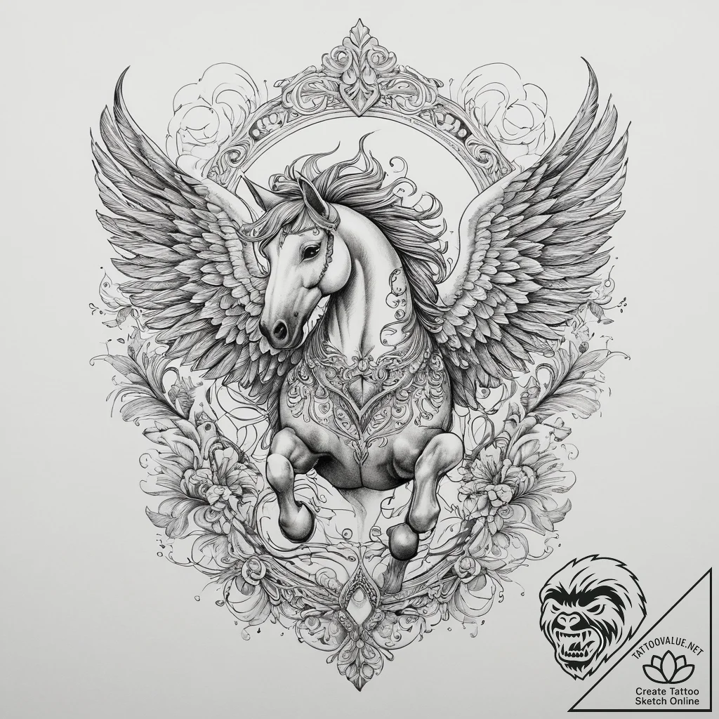 Tattoo sketch pegasus tattoo, tattoo sketch d... - tattoo sketch (№1760183017_0, 11.10.2025 11:43) — tattoovalue.net