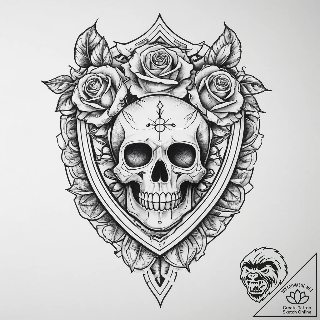 Tattoo sketch shield, concept art for tattoo,... - tattoo sketch (№1760183459_0, 11.10.2025 11:50) — tattoovalue.net