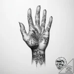 Tattoo sketch hands with a body – tattoo sketch (№1760186061_0, 11.10.2025 12:34) — tattoovalue.net