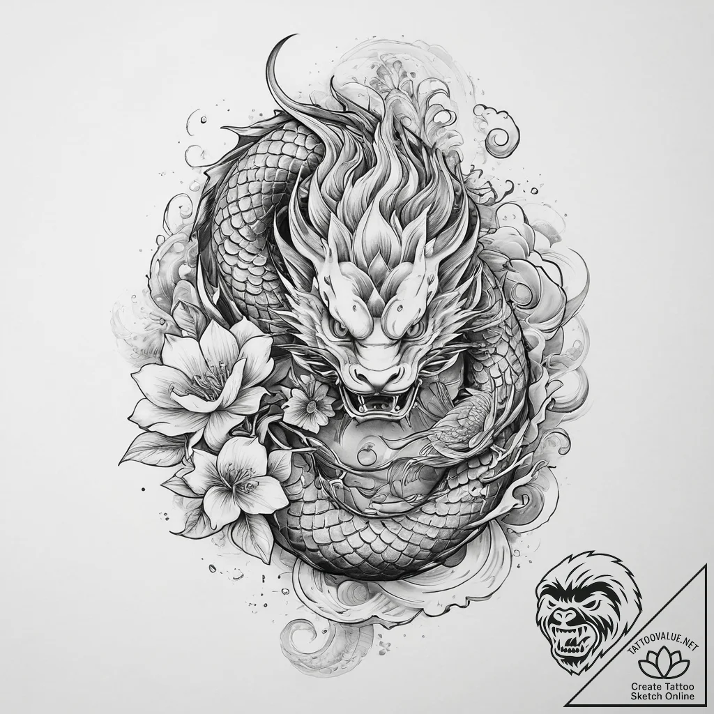 Tattoo sketch a magical creature, concept art... - tattoo sketch (№1760186499_0, 11.10.2025 12:41) — tattoovalue.net