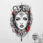 Tattoo sketch cosmic essence, tattoo line art… – tattoo sketch (№1760187372_0, 11.10.2025 12:56) — tattoovalue.net