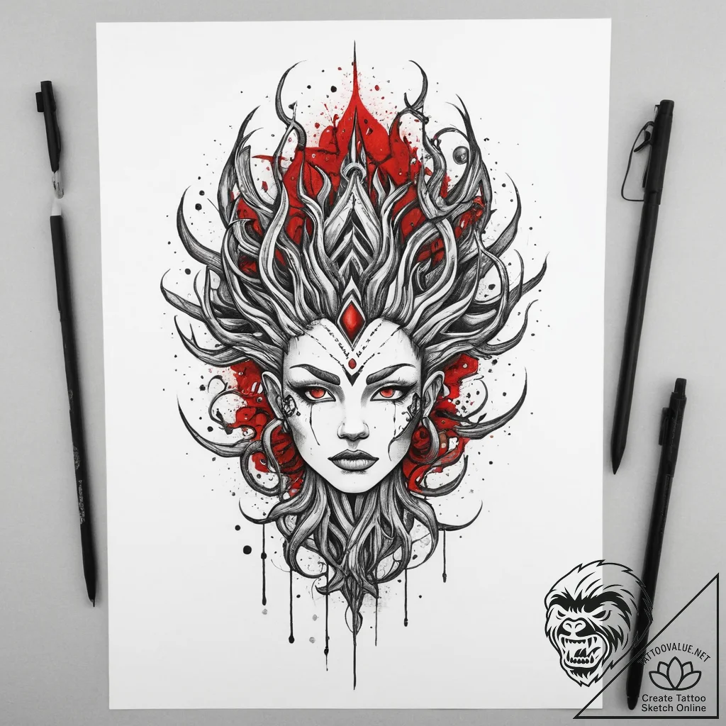 Tattoo sketch cosmic root, tattoo flash sheet... - tattoo sketch (№1760187588_0, 11.10.2025 12:59) — tattoovalue.net