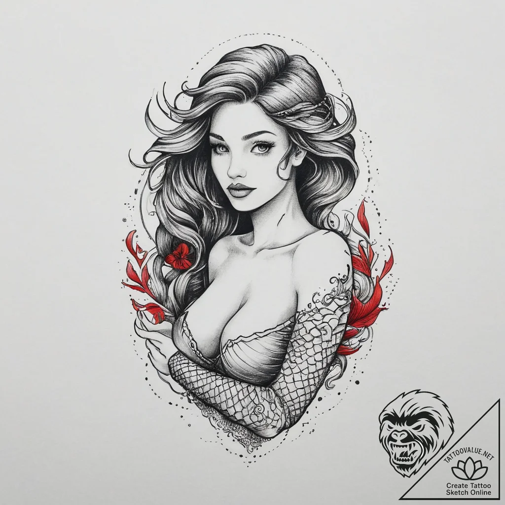 Tattoo sketch mermaid tattoo, concept art for... - tattoo sketch (№1760188668_0, 11.10.2025 13:17) — tattoovalue.net
