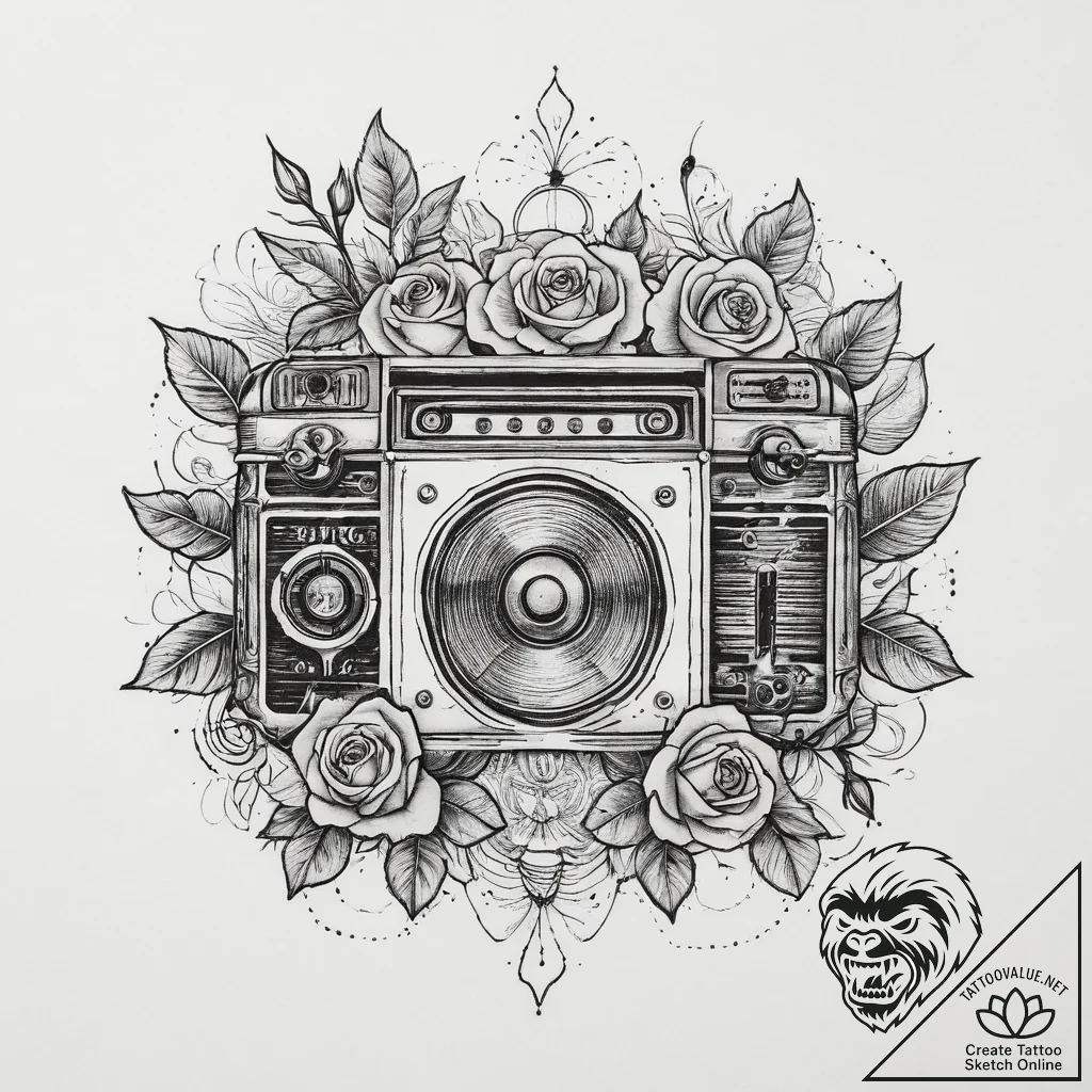 Tattoo sketch old radio with a speaker, tatto... - tattoo sketch (№1760190181_0, 11.10.2025 13:43) — tattoovalue.net