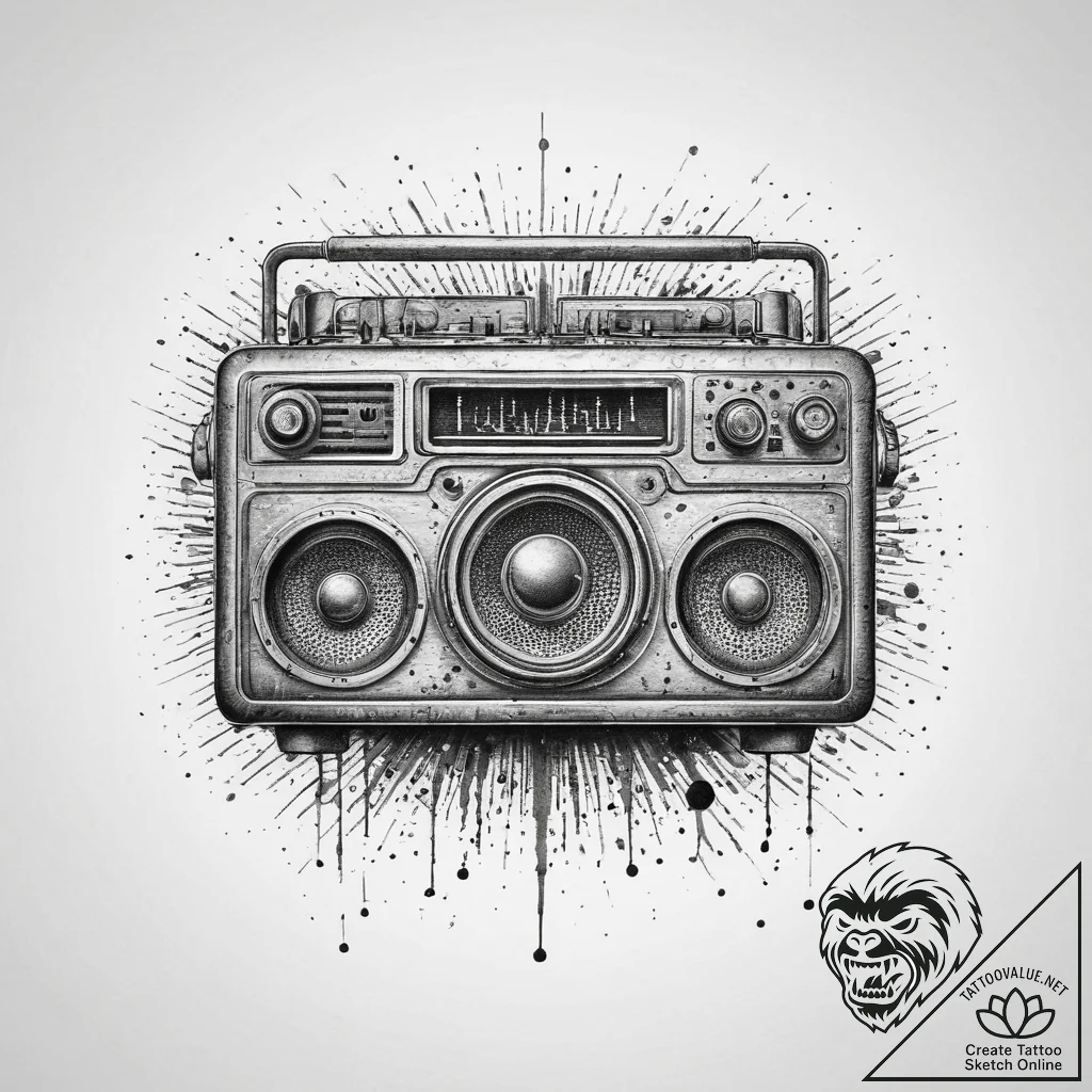 Tattoo sketch vintage radio with sound waves,... - tattoo sketch (№1760190399_0, 11.10.2025 13:46) — tattoovalue.net