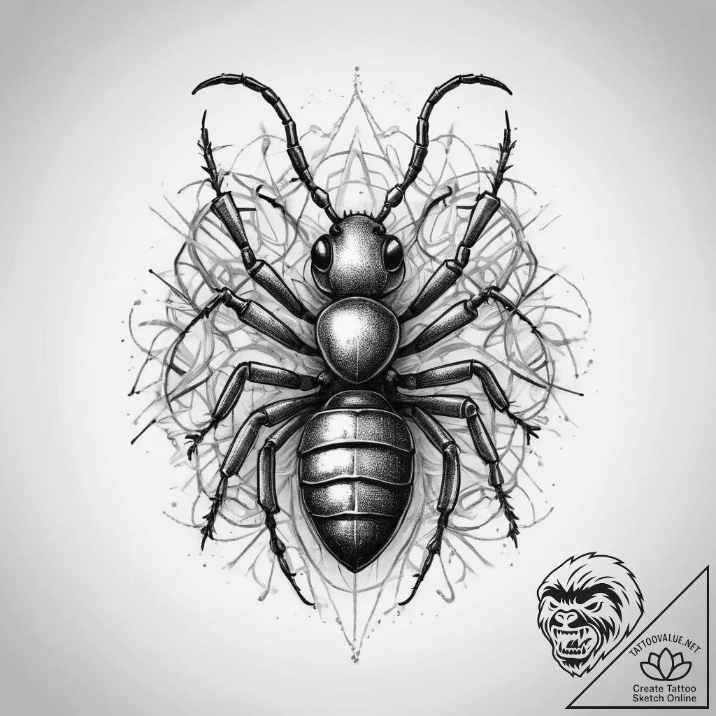 Tattoo sketch ant, concept art for tattoo, ne... - tattoo sketch (№1760190616_0, 11.10.2025 13:50) — tattoovalue.net