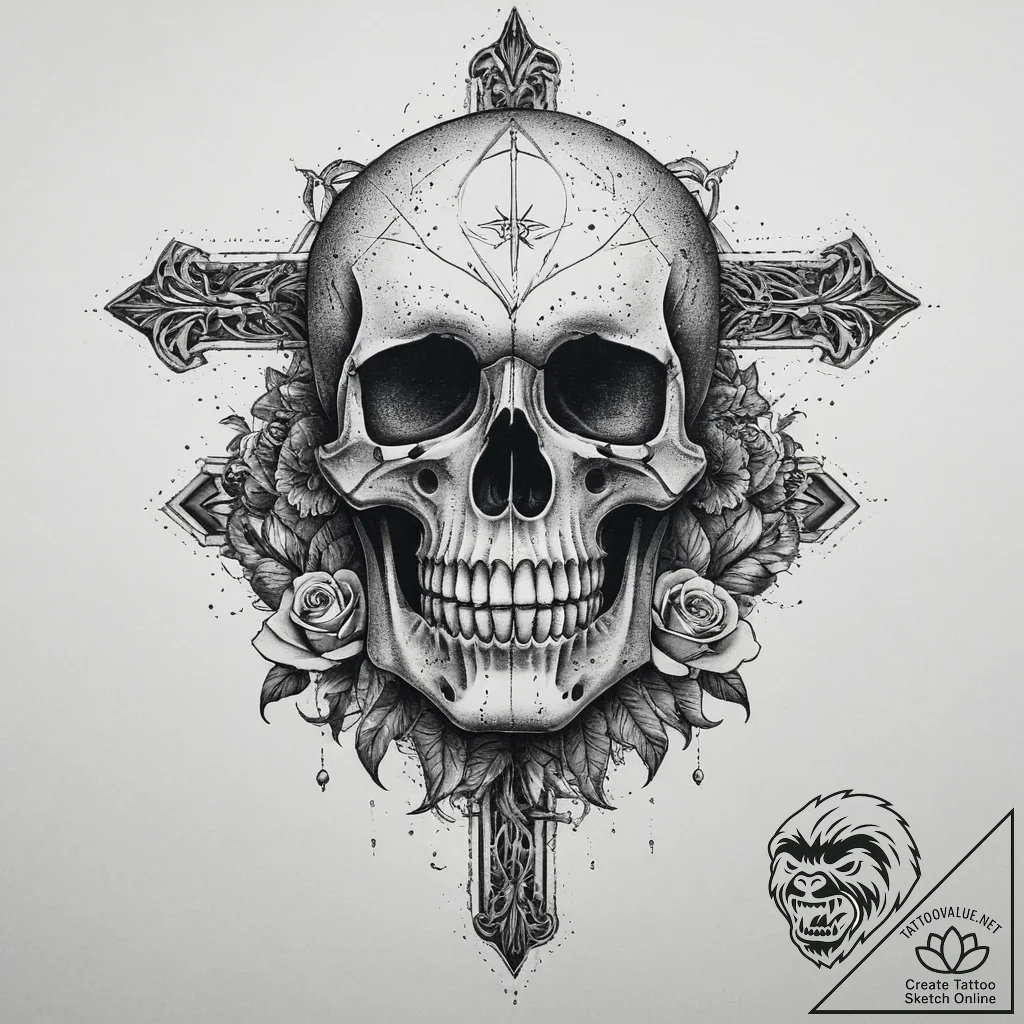 Tattoo sketch скелет, concept art for tattoo,... - tattoo sketch (№1760190832_0, 11.10.2025 13:53) — tattoovalue.net