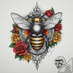 Tattoo sketch honey pot with a bee, concept a… – tattoo sketch (№1760193224_0, 11.10.2025 14:33) — tattoovalue.net