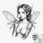 Tattoo sketch fairy with firefly – tattoo sketch (№1760193873_0, 11.10.2025 14:44) — tattoovalue.net