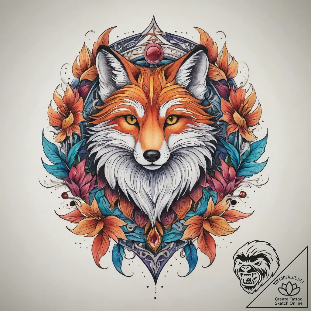 Tattoo sketch nine-tailed fox, artistic tatto... - tattoo sketch (№1760194306_0, 11.10.2025 14:51) — tattoovalue.net