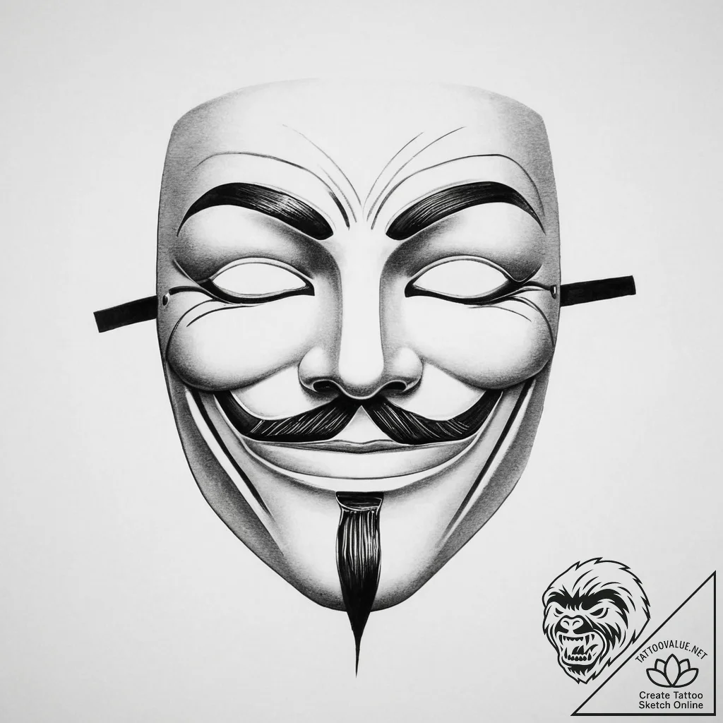 Tattoo sketch v for vendetta mask, concept ar... - tattoo sketch (№1760195179_0, 11.10.2025 15:06) — tattoovalue.net