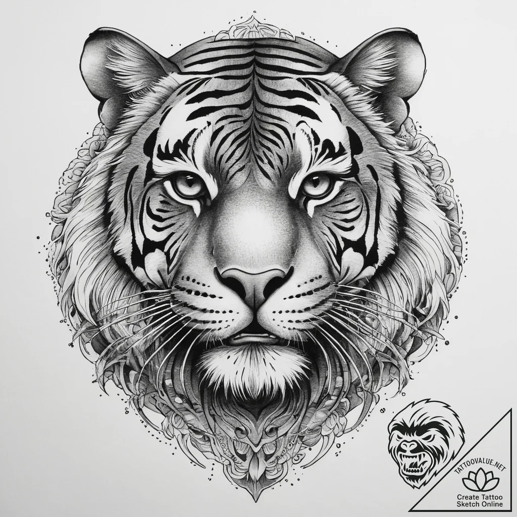 Tattoo sketch tiger in camouflage, concept ar... - tattoo sketch (№1760195835_0, 11.10.2025 15:17) — tattoovalue.net