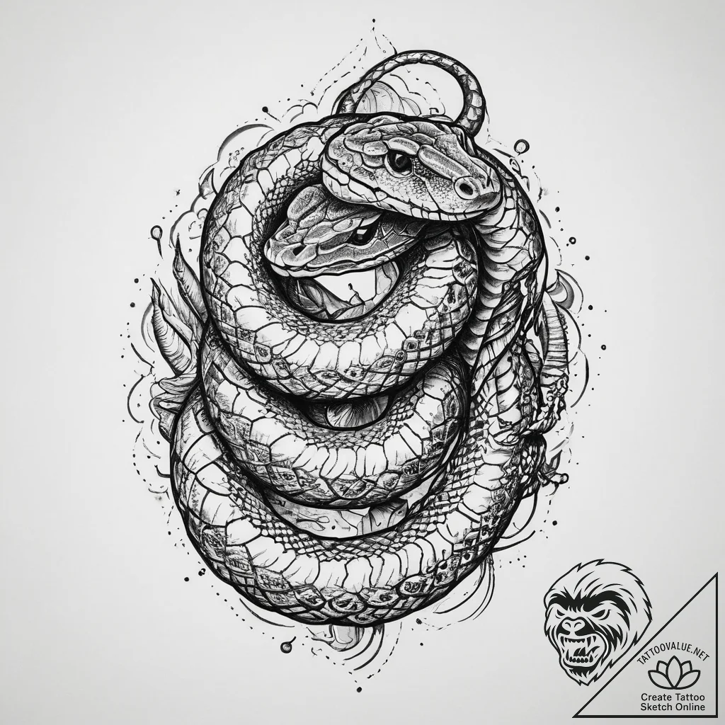 Tattoo sketch rattlesnake, artistic tattoo sk... - tattoo sketch (№1760196051_0, 11.10.2025 15:20) — tattoovalue.net