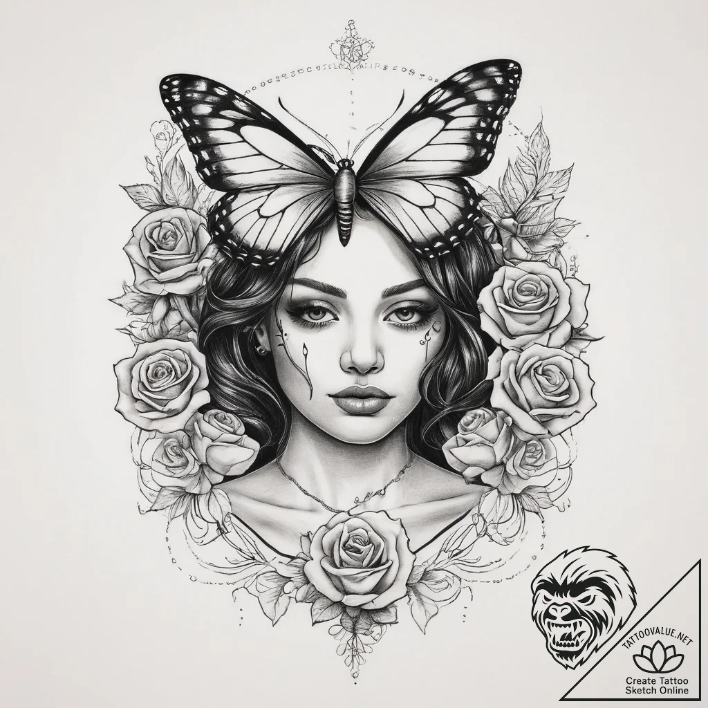 Tattoo sketch butterfly girl, tattoo sketch d... - tattoo sketch (№1760198879_0, 11.10.2025 16:07) — tattoovalue.net