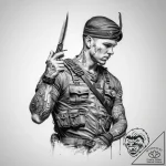 Tattoo sketch soldier with a scissors – tattoo sketch (№1760199542_0, 11.10.2025 16:19) — tattoovalue.net