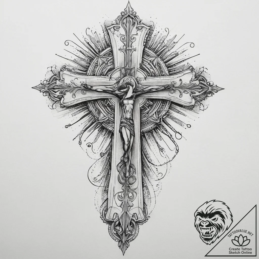 Tattoo sketch divine presence, concept art fo... - tattoo sketch (№1760199758_0, 11.10.2025 16:22) — tattoovalue.net