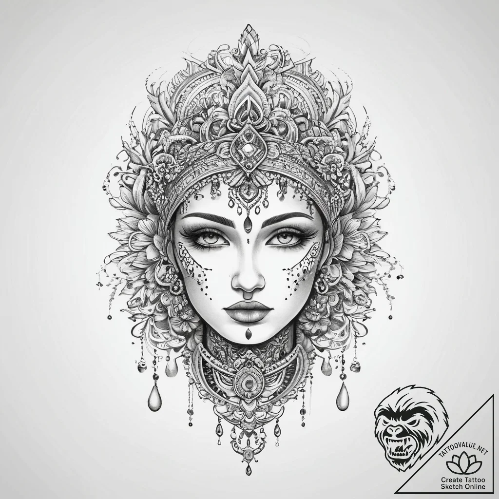 Tattoo sketch slavic embroidery pattern with... - tattoo sketch (№1760199974_0, 11.10.2025 16:26) — tattoovalue.net