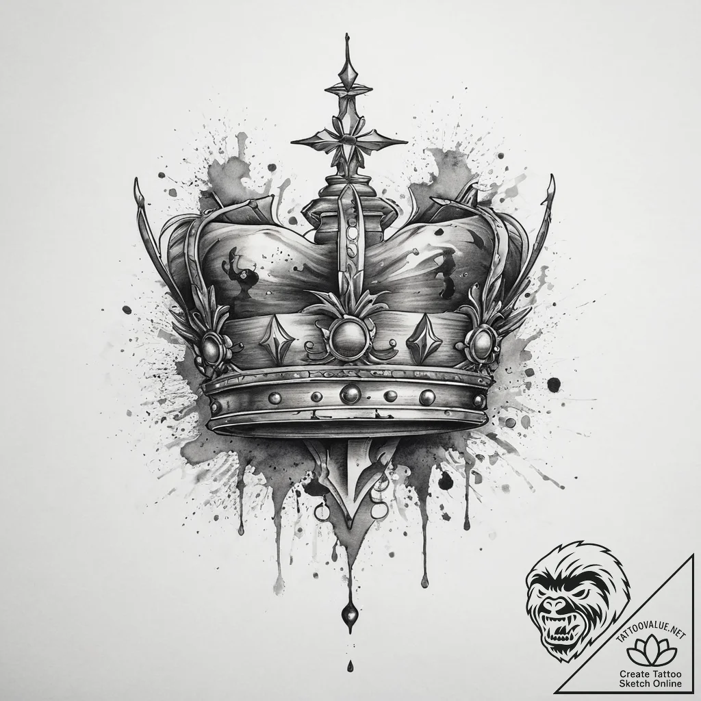 Tattoo sketch crown, tattoo line art, black a... - tattoo sketch (№1760200623_0, 11.10.2025 16:37) — tattoovalue.net