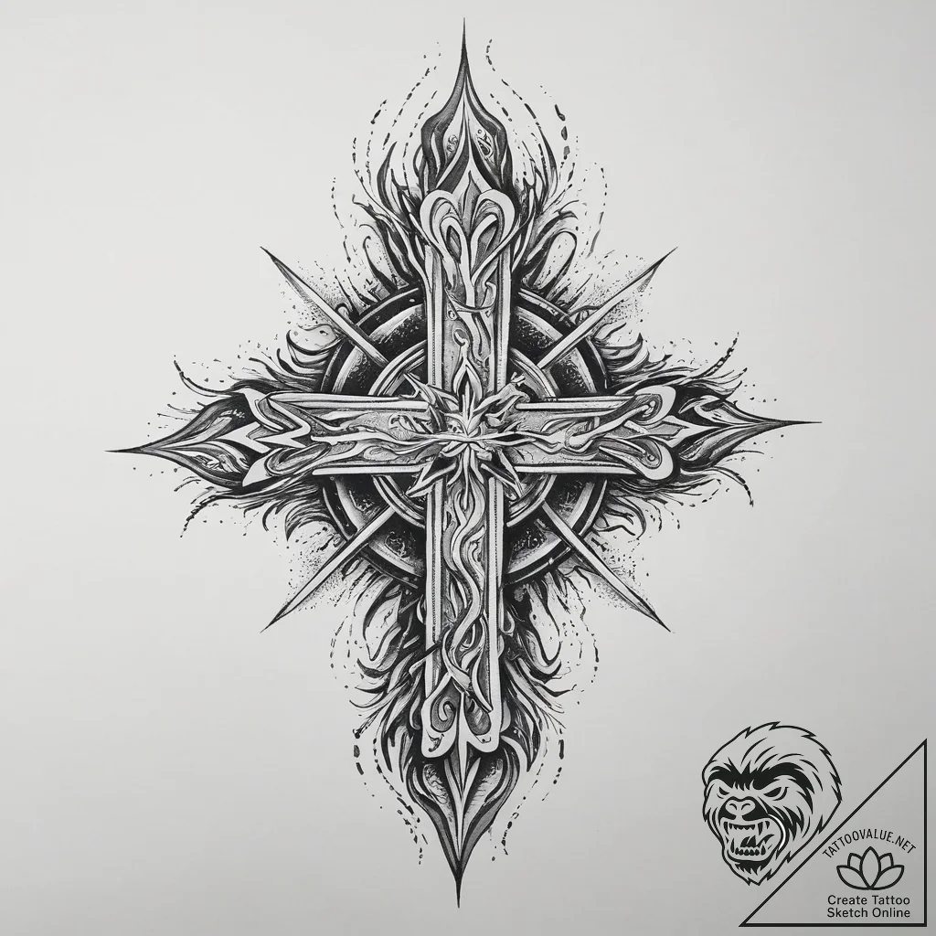 Tattoo sketch fire elemental, ink illustratio... - tattoo sketch (№1760201496_0, 11.10.2025 16:51) — tattoovalue.net