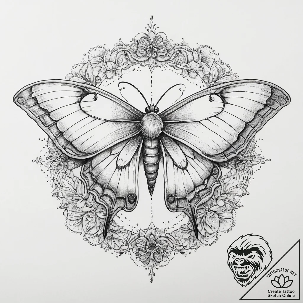 Tattoo sketch luna moth, tattoo flash sheet d... - tattoo sketch (№1760202576_0, 11.10.2025 17:09) — tattoovalue.net