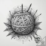Tattoo sketch knitting yarn ball and needles,… – tattoo sketch (№1760203659_0, 11.10.2025 17:27) — tattoovalue.net