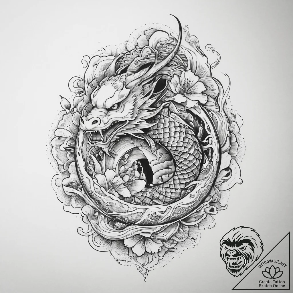 Tattoo sketch serenity, ink illustration for... - tattoo sketch (№1760206691_0, 11.10.2025 18:18) — tattoovalue.net