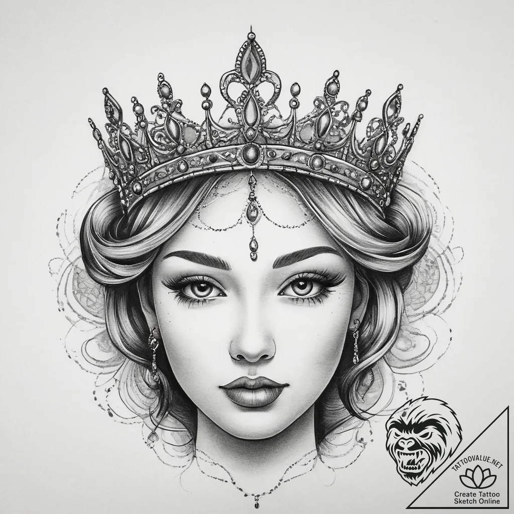 Tattoo sketch tiara, artistic tattoo sketch,... - tattoo sketch (№1760207984_0, 11.10.2025 18:39) — tattoovalue.net