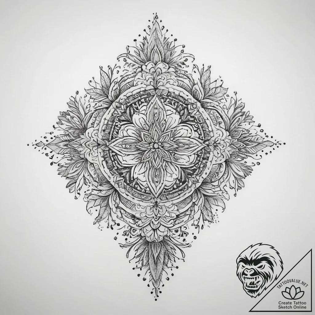 Tattoo sketch slavic embroidery pattern with... - tattoo sketch (№1760208847_0, 11.10.2025 18:54) — tattoovalue.net
