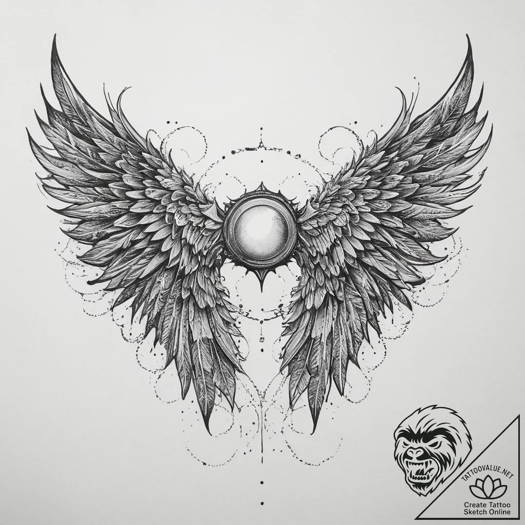 Tattoo sketch gothic крылья, ink illustration... - tattoo sketch (№1760209505_0, 11.10.2025 19:05) — tattoovalue.net