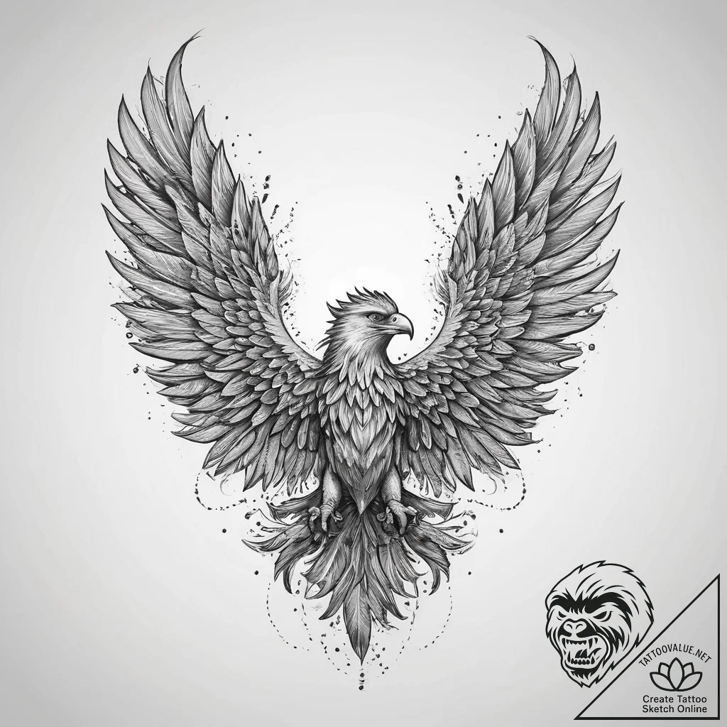 Tattoo sketch griffin feather, ink illustrati... - tattoo sketch (№1760211233_0, 11.10.2025 19:33) — tattoovalue.net