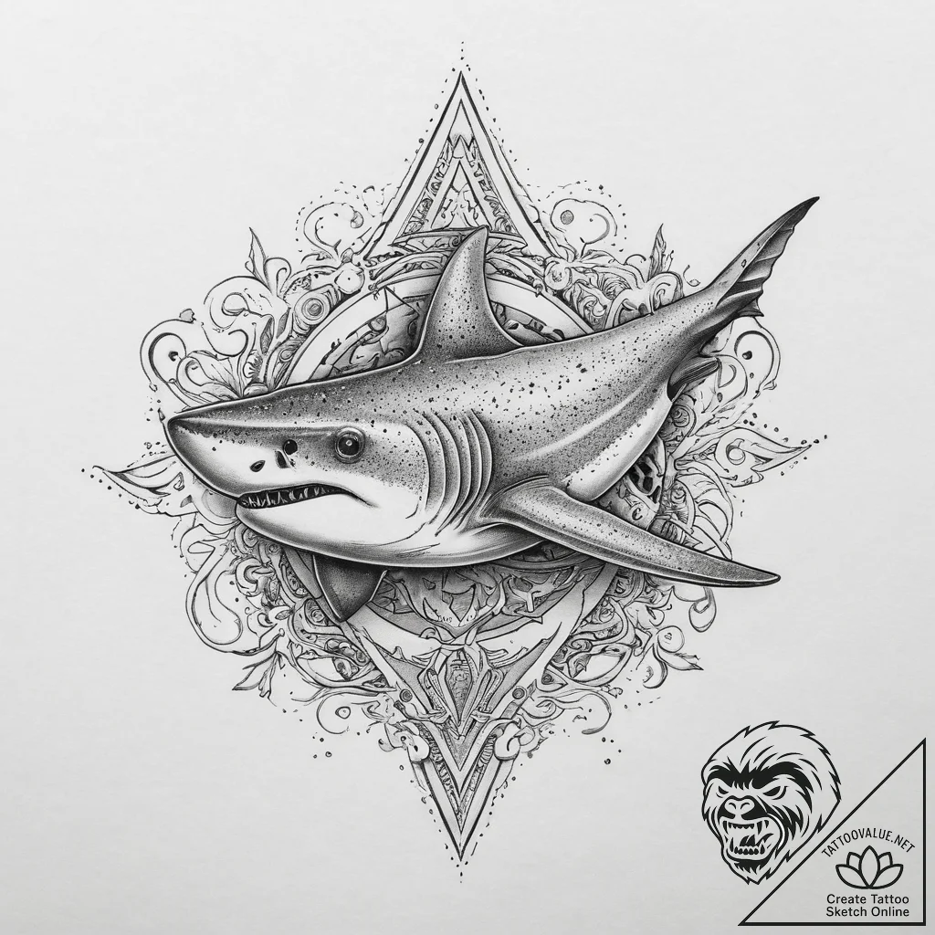 Tattoo sketch angel shark, ink illustration f... - tattoo sketch (№1760212313_0, 11.10.2025 19:51) — tattoovalue.net