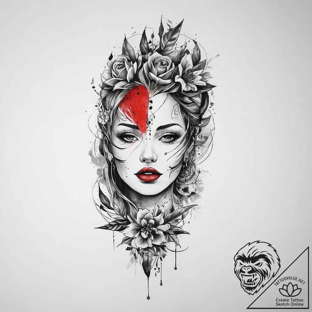 Tattoo sketch lipstick tattoo, artistic tatto... - tattoo sketch (№1760212745_0, 11.10.2025 19:59) — tattoovalue.net