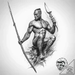 Tattoo sketch spearfishing a person with a sp… – tattoo sketch (№1760212961_0, 11.10.2025 20:02) — tattoovalue.net