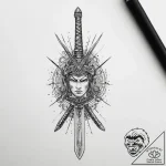 Tattoo sketch самурайский меч, tattoo flash s… – tattoo sketch (№1760214049_0, 11.10.2025 20:20) — tattoovalue.net