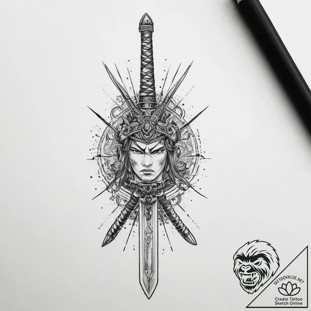 Tattoo sketch самурайский меч, tattoo flash s... - tattoo sketch (№1760214049_0, 11.10.2025 20:20) — tattoovalue.net