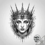 Tattoo sketch high elf crown, ink illustratio… – tattoo sketch (№1760214480_0, 11.10.2025 20:28) — tattoovalue.net