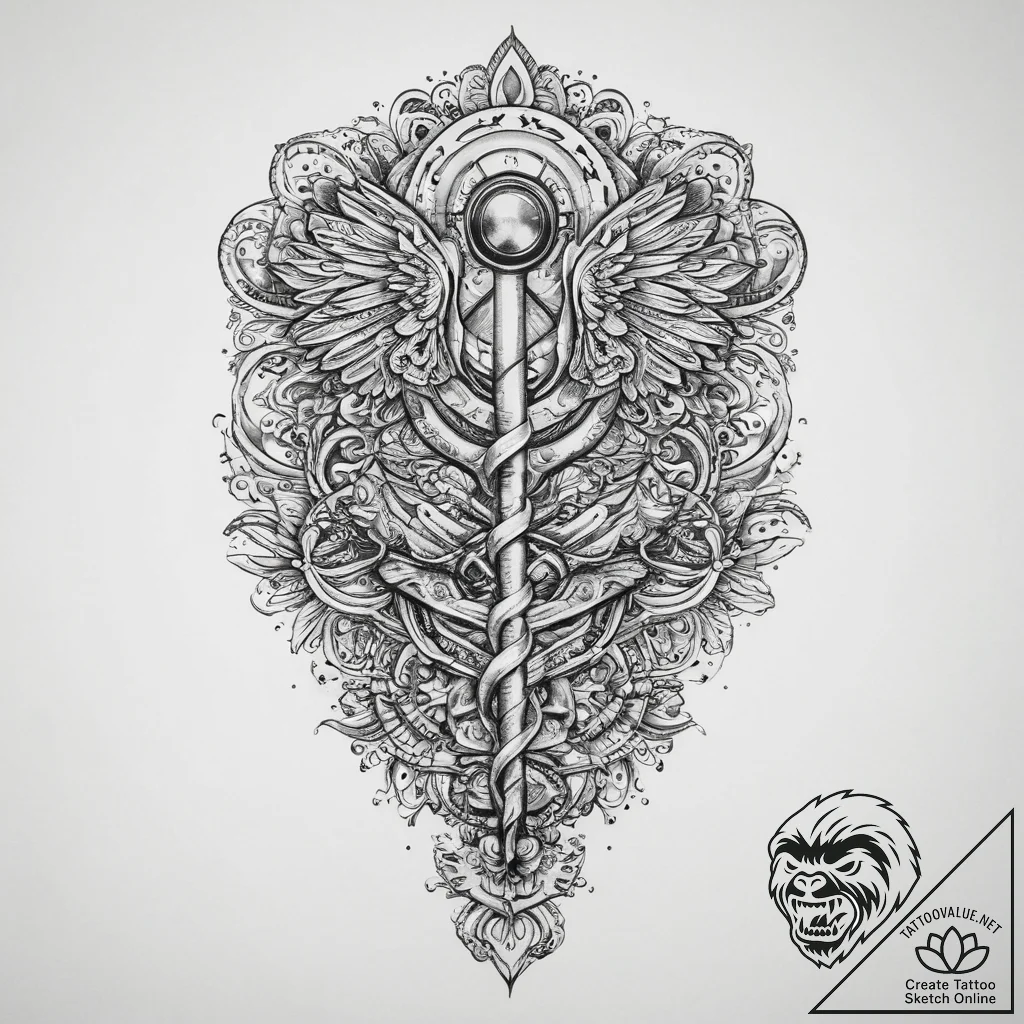 Tattoo sketch paramedic stethoscope, concept... - tattoo sketch (№1760215560_0, 11.10.2025 20:46) — tattoovalue.net