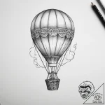 Tattoo sketch hot air ballooning a person in… – tattoo sketch (№1760217503_0, 11.10.2025 21:18) — tattoovalue.net