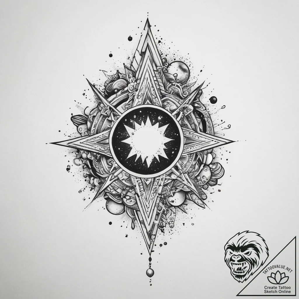 Tattoo sketch cosmic origin, tattoo flash she... - tattoo sketch (№1760219025_0, 11.10.2025 21:43) — tattoovalue.net