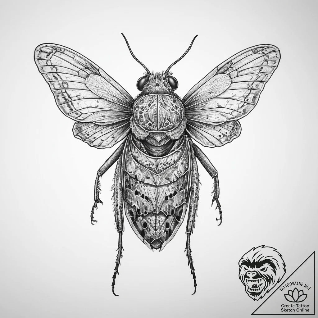 Tattoo sketch planthopper - tattoo sketch (№1760219674_0, 11.10.2025 21:54) — tattoovalue.net