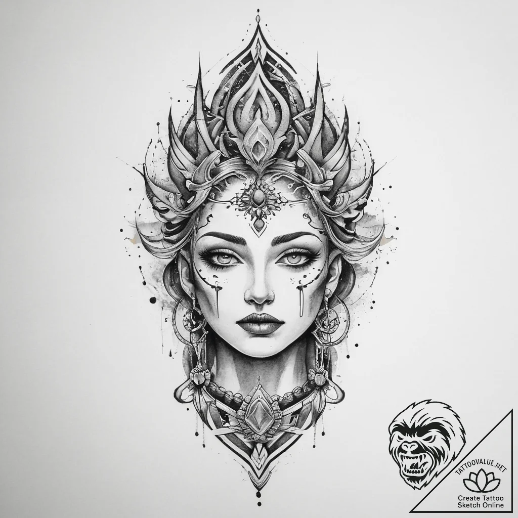 Tattoo sketch cosmic person, tattoo flash she... - tattoo sketch (№1760219890_0, 11.10.2025 21:58) — tattoovalue.net