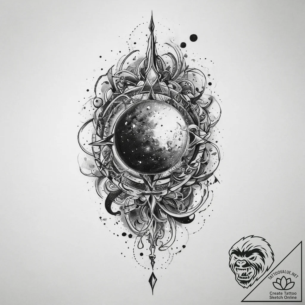 Tattoo sketch cosmic beginning, artistic tatt... - tattoo sketch (№1760220106_0, 11.10.2025 22:01) — tattoovalue.net