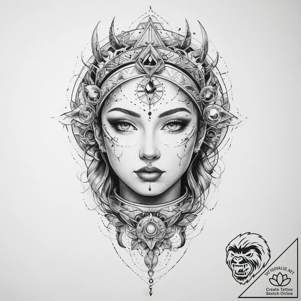 Tattoo sketch cosmic self - tattoo sketch (№1760220974_0, 11.10.2025 22:16) — tattoovalue.net