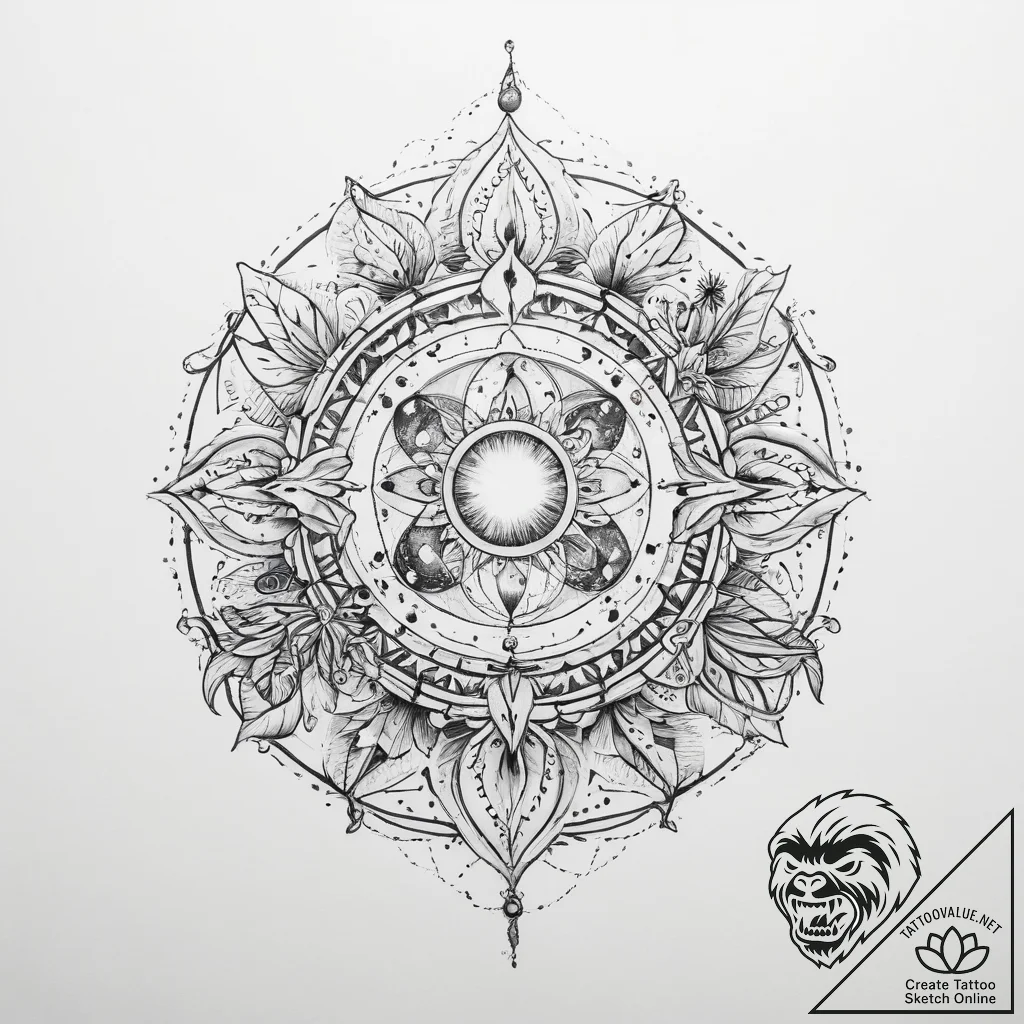 Tattoo sketch cosmic spring - tattoo sketch (№1760221407_0, 11.10.2025 22:23) — tattoovalue.net
