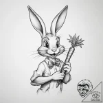 Tattoo sketch bugs bunny with a carrot – tattoo sketch (№1760224889_0, 11.10.2025 23:21) — tattoovalue.net