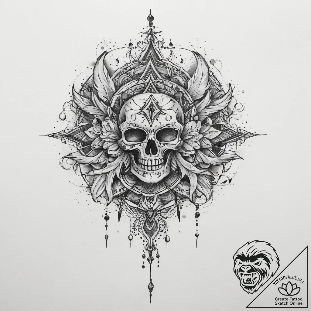 Tattoo sketch blessed being, concept art for... - tattoo sketch (№1760225105_0, 11.10.2025 23:25) — tattoovalue.net