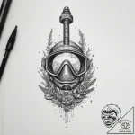 Tattoo sketch snorkeling a snorkel, ink illus… – tattoo sketch (№1760225538_0, 11.10.2025 23:32) — tattoovalue.net